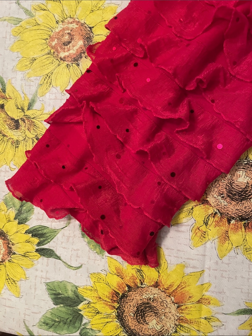 Notations Bright Red Ruffle long Sleeve Top - Picture 4 of 6